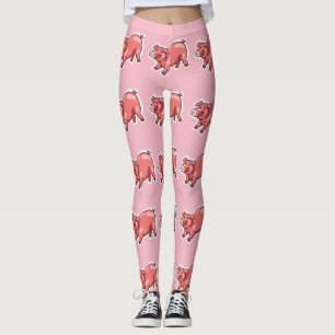 Rosa-Schwein-lustiger Cartoon Leggings