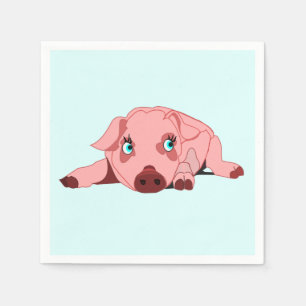 Rosa Schwein mit blauen Augen Servietten Ihre Farb