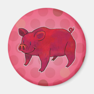 Rosa Schwein mit Punkt-Magneten Magnet