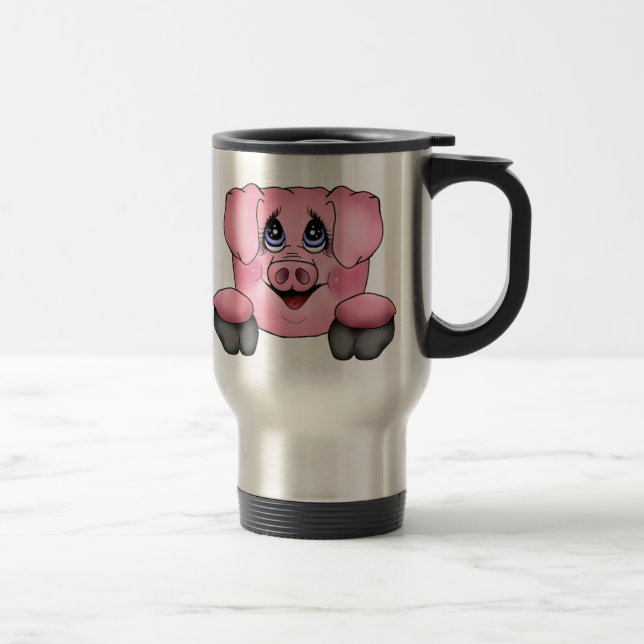 Rosa Schwein-Reise-Kaffee-Tasse Reisebecher (Rechts)