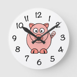 Rosa Schwein Runde Wanduhr