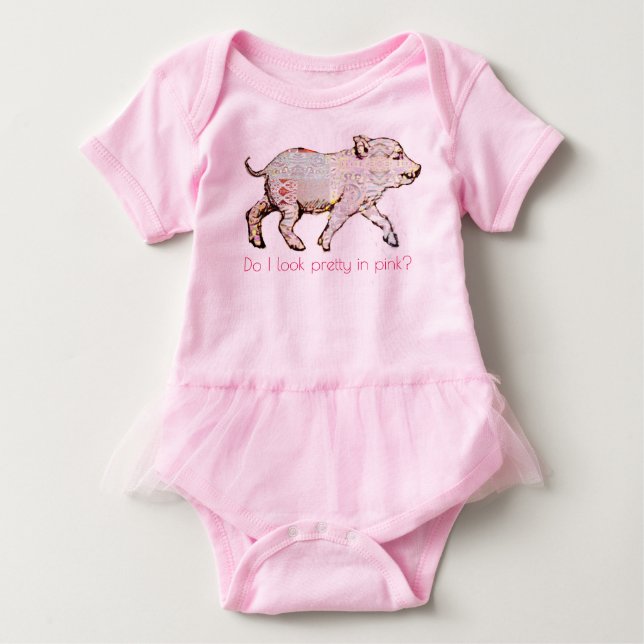 Rosa Schwein und Schmetterlinge Baby Strampler (Vorderseite)