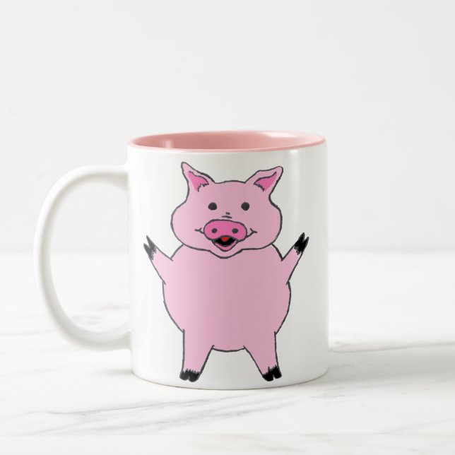 Rosa Schwein Zweifarbige Tasse (Links)