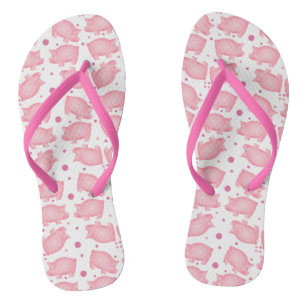 Rosa Schweine drehen Reinfälle um Flip Flops