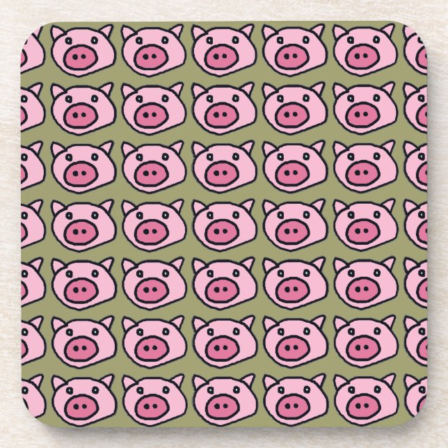 Rosa Schweine Getränkeuntersetzer (Vorderseite)