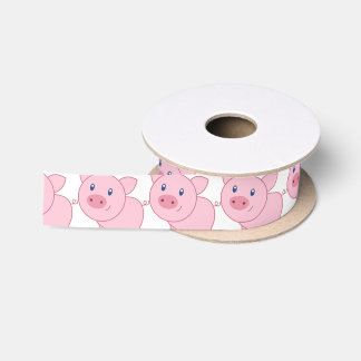 Rosa Schweine Satinband