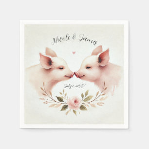 Rosa Schweine Snout bis Snout Rustikale Hochzeit Serviette