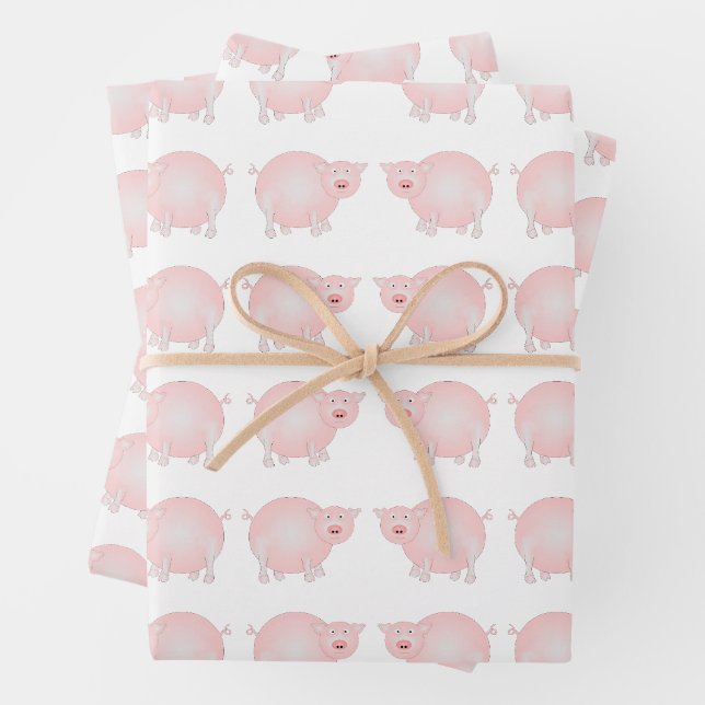 Rosa Schweine Umhüllungspapierblätter Geschenkpapier Set (Beispiel)