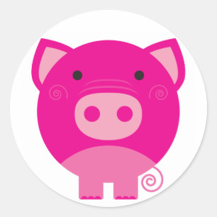 Rosa Schweineschirme und -geschenke Runder Aufkleber