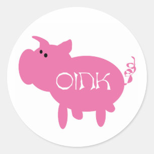 Rosa Schweineschirme und Geschenke Runder Aufkleber