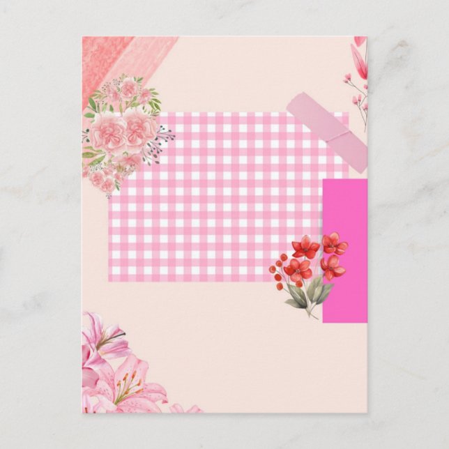 Rosa Scrapbook-Papier Feiertagspostkarte (Vorderseite)