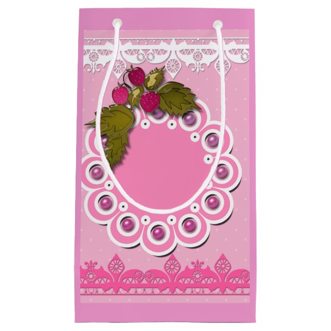 Rosa Scrapbooking Kleine Geschenktüte (Vorderseite)