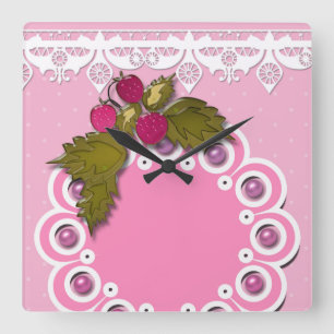 Rosa Scrapbooking Quadratische Wanduhr