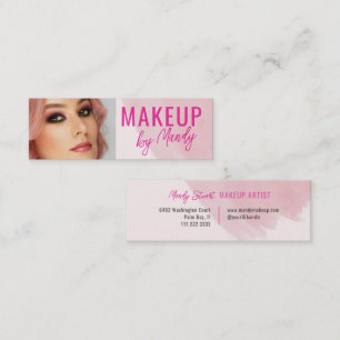 Rosa Script Foto Wasserfarbe Make-up Mini Visitenkarte
