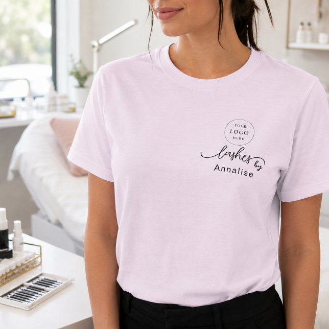 Rosa Script Logo Wimpern Studio Mitarbeiter T-Shir T-Shirt (Von Creator hochgeladen)