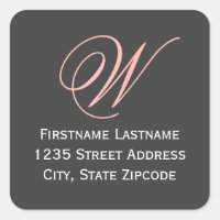 Rosa-Script-Monogramm-Rücksendeadresse