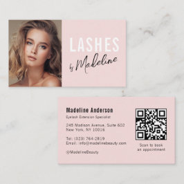 Rosa Script Social Icon QR Code Foto Wimpern Visitenkarte