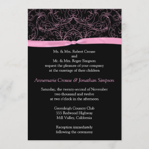 Rosa Scrolls und Hochzeitsfeiern Einladung