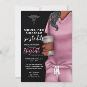 Rosa Scrubs Nursing School Abschluss Einladung