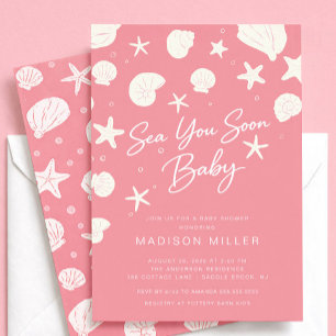 Rosa Sea You Soon Baby Shower Einladung