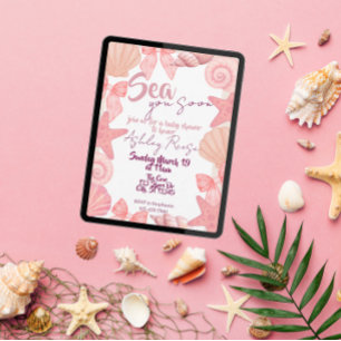 Rosa "Sea you soon" Kinderdusche Einladung