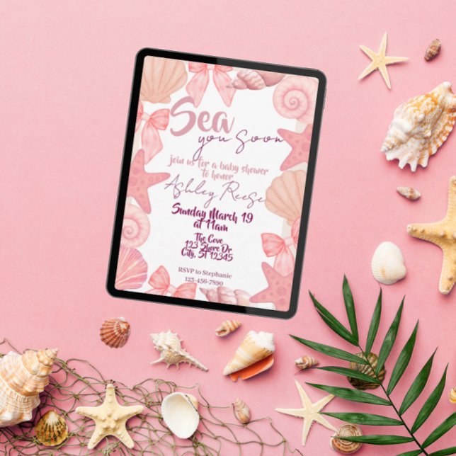 Rosa "Sea you soon" Kinderdusche Einladung (Von Creator hochgeladen)