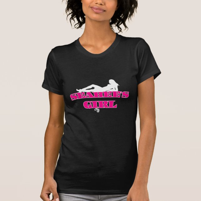 Rosa SeaBees-Mädchen-Silhouette T-Shirt (Vorderseite)