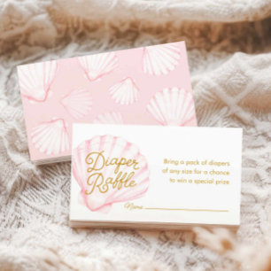 Rosa Seashell Diaper Raffel Ticket Begleitkarte