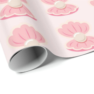 Rosa SeeMuschel und -perle kopieren Geschenkpapier