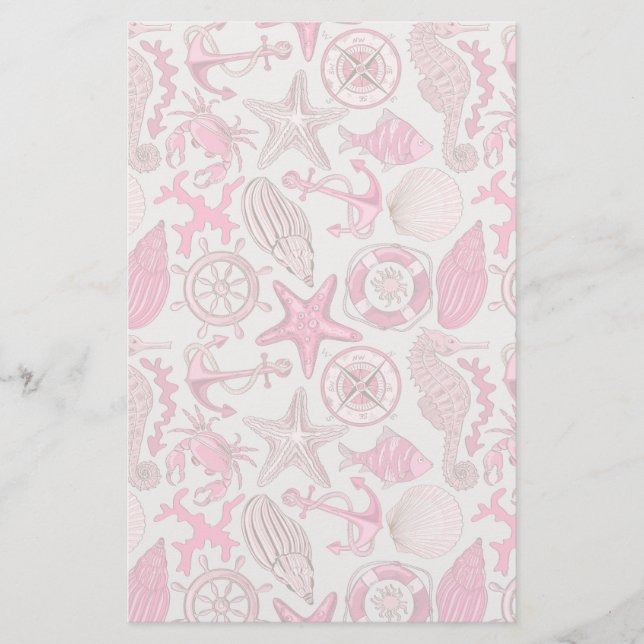 Rosa Seemuster Briefpapier (Vorderseite)