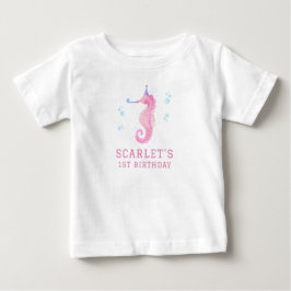 Rosa Seepferdchen 1. Geburtstag Baby T-shirt