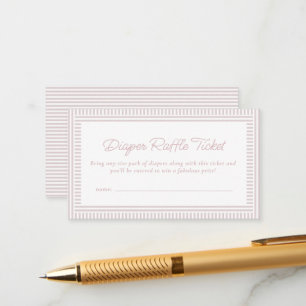 Rosa Seersucker-Baby-Shower-Windel-Raffel-Ticket Begleitkarte