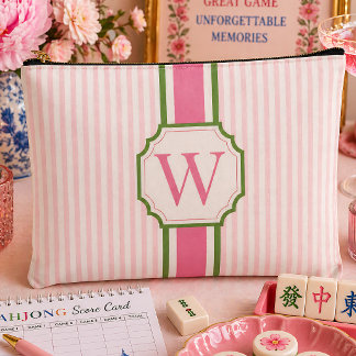Rosa Seersucker Mahjong-Kachel-Tasche personalisie Zubehörtasche