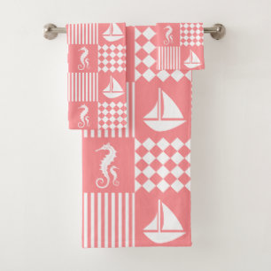 Rosa Segelboot Badhandtuch Set
