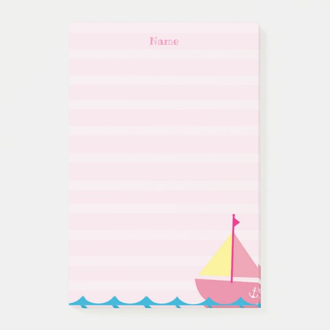 Rosa Segelboot Post it Notes Post-it Klebezettel (Vorderseite)