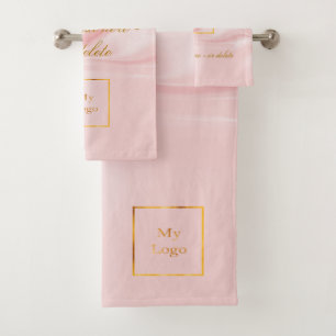Rosa Seide Schönheitssalon Text Firmenlogo Badhandtuch Set