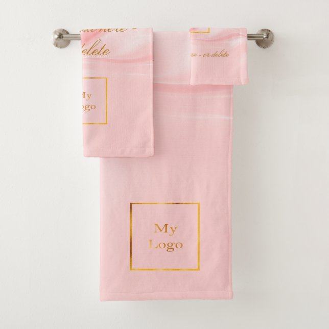 Rosa Seide Schönheitssalon Text Firmenlogo Badhandtuch Set (Insitu)