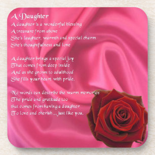 Rosa Seide u. Rote Rose - Tochter Getränkeuntersetzer