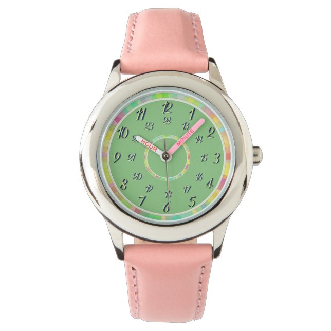 Rosa Seite Grüne Uhr (Vorderseite)