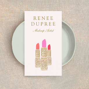 Rosa Sequin Lipstick Makeup Artist Beauty Salon Visitenkarte