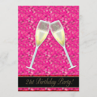 Rosa Sequins 21. Geburtstagsfeiern Party Einladung