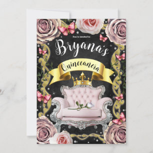Rosa Sessel Schmetterlinge 15. 15 Quinceañera Einladung