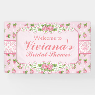 Rosa, Shabby Chic-Brautparty-Fahne Banner
