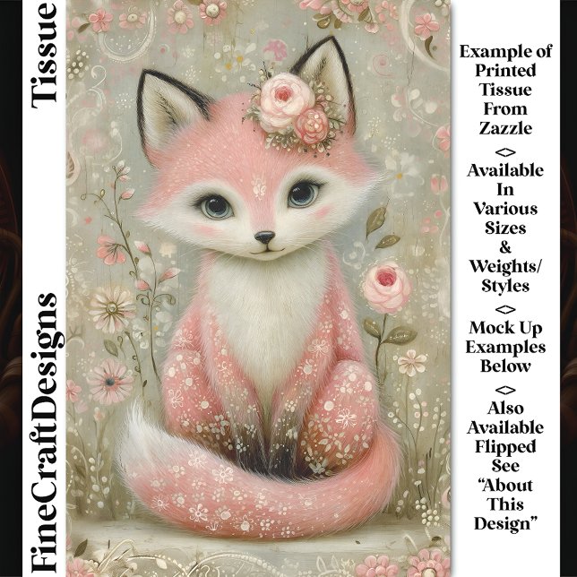 Rosa Shabby Chic Fox mit Blume DL2R Decoupage Seidenpapier (Von Creator hochgeladen)