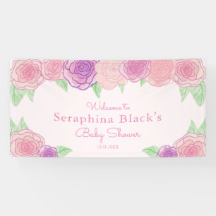 Rosa Shabby Chic Rose Kinderdusche Banner