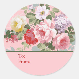 Rosa Shabby Chic Rose Personalisiert An & Von Runder Aufkleber