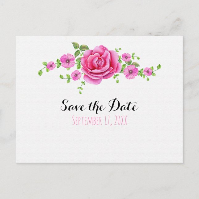 Rosa Shabby Chic Save the Date Verlobung Postkarte (Vorderseite)