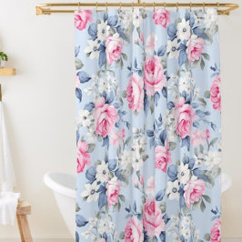 Rosa Shabby Chic und weiße Blume Duschvorhang