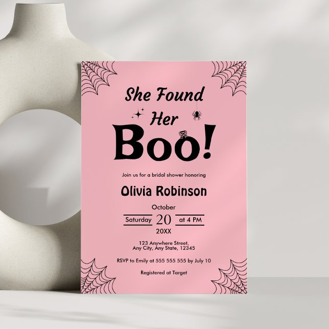 Rosa Sie fand ihr Brautparty zu Halloween Einladung (Pink She Found Her Boo Halloween Bridal Shower Invitation )