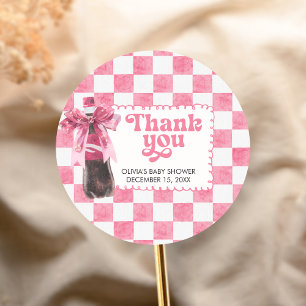 Rosa Sie ist bereit, Baby Shower zu bekommen Runder Aufkleber